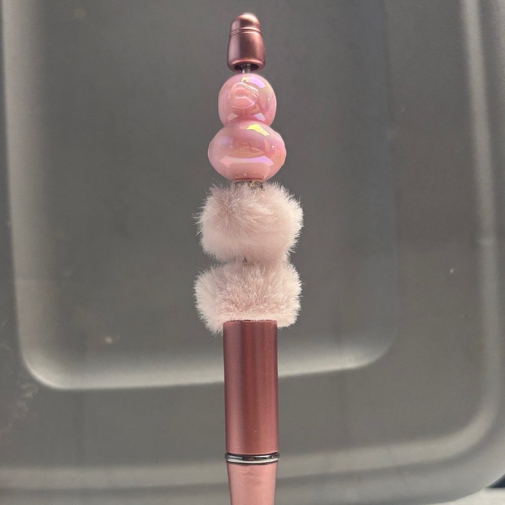 Pink and White pen, pen hand, handmade